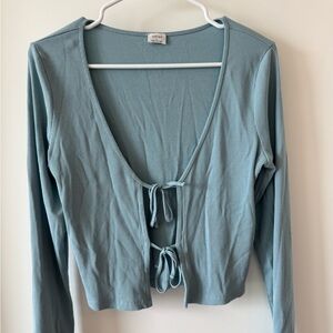 Aritzia Light Blue Front Tie Top